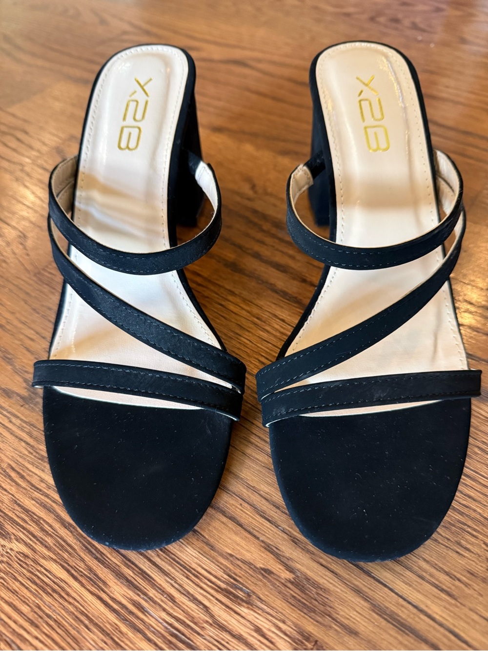 X2 Black Strappy Mule Heels